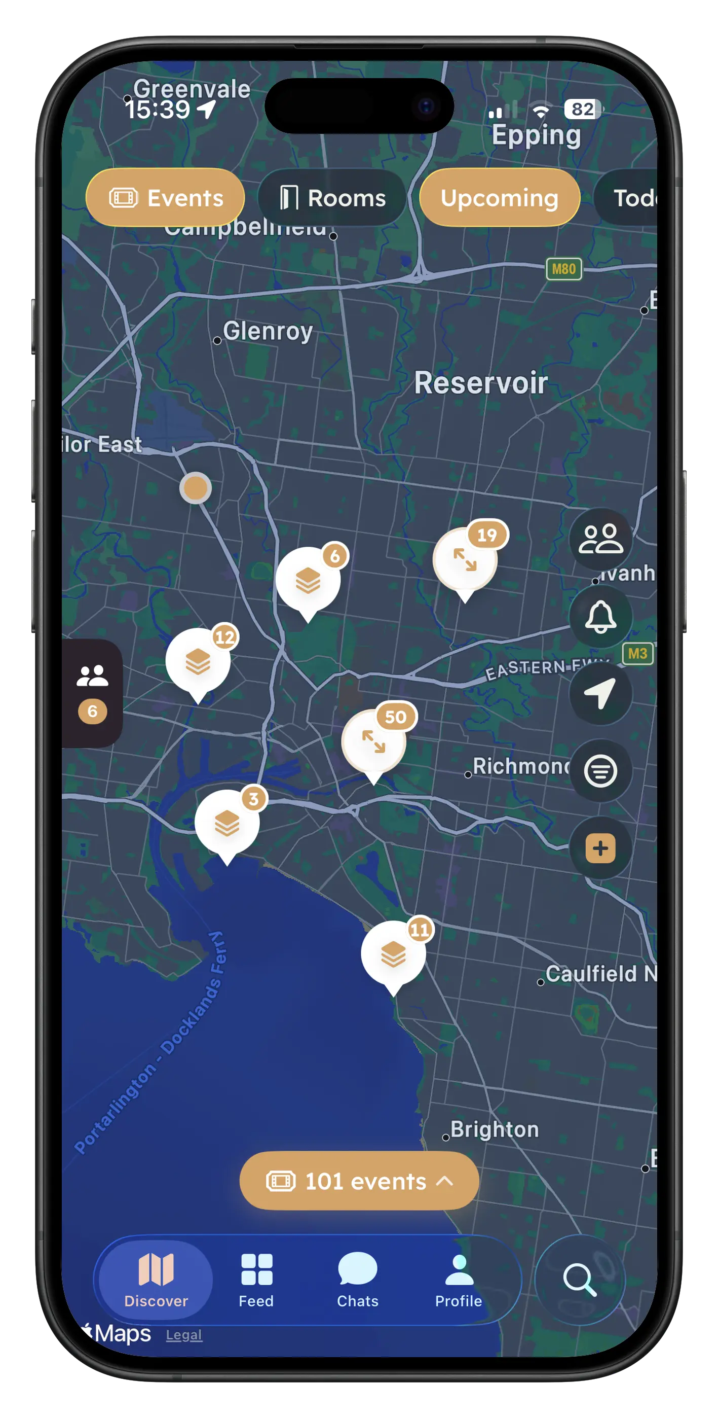 Eventi Discover screen