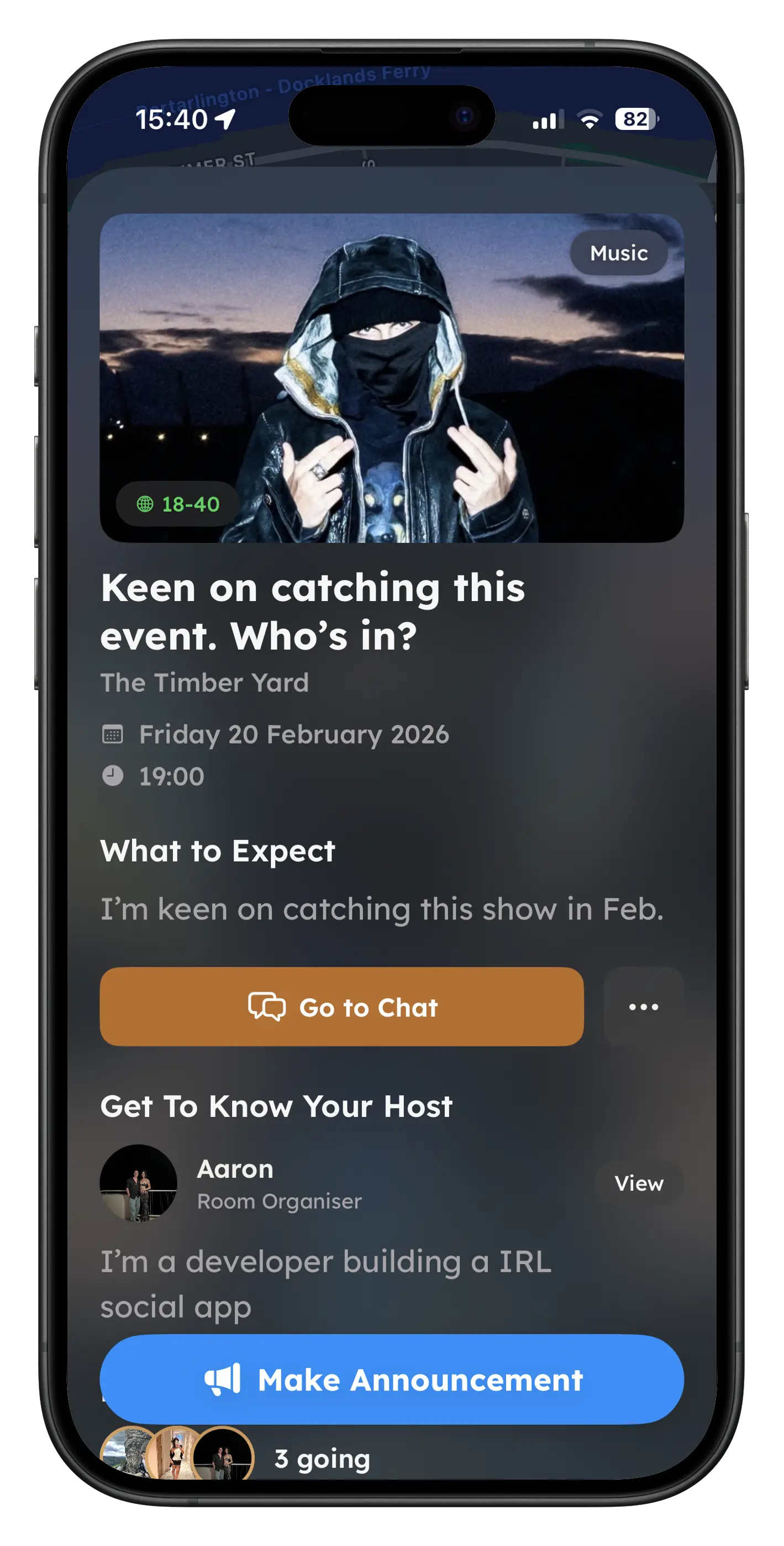 Eventi Connect screen