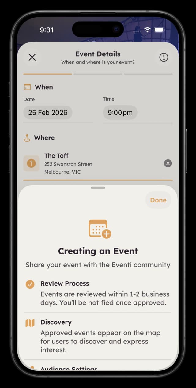 Event creation guidelines