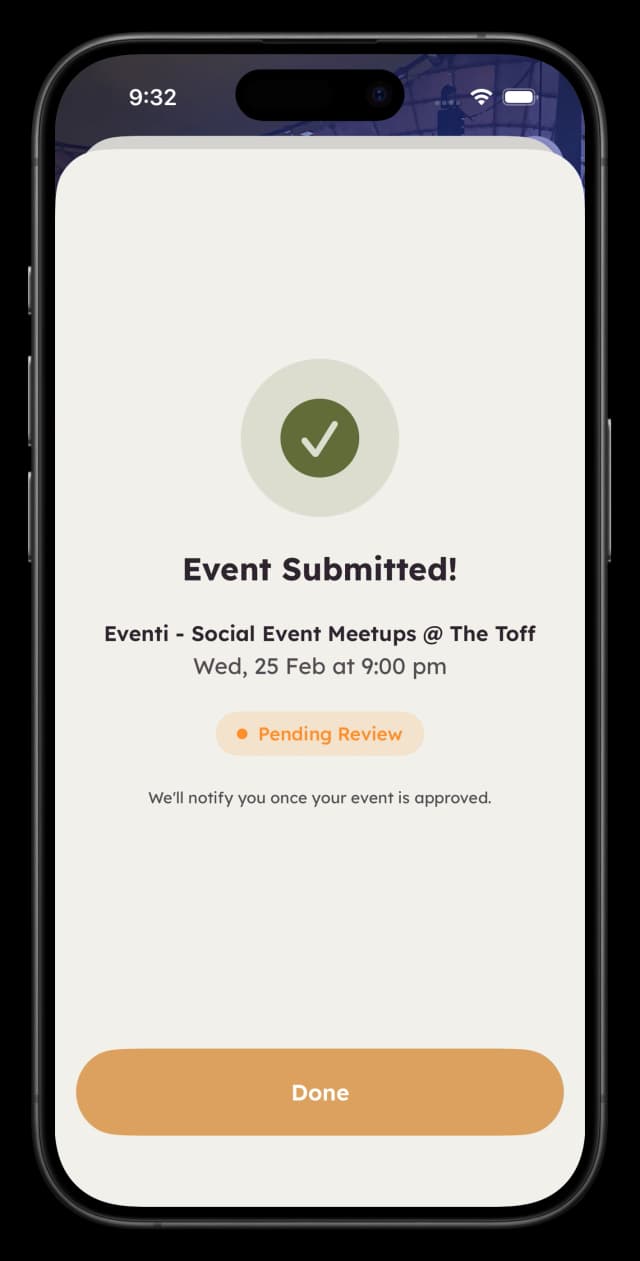 Organiser application - Confirmation